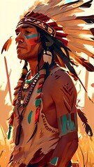 Fototapeta premium Native American or American Indian Indigenous_2 Generative, AI
