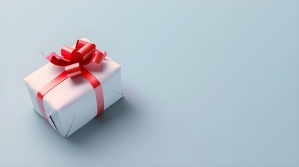Fototapeta premium A beautifully wrapped gift adorned with a red ribbon.