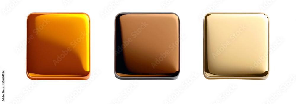 Wall mural rectangle fluid gold button isolated on transparent background