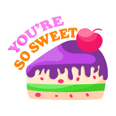 Modern design sticker of cake slice

