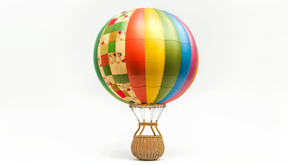 Obraz premium Bright Hot-Air Balloon with Wicker Basket