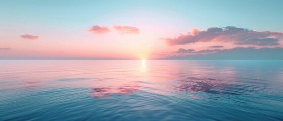 Obraz premium Peaceful sunrise over calm ocean water.