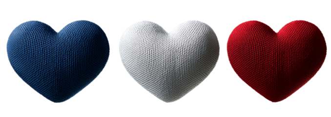 Heart embroidered patch badge isolated on transparent background