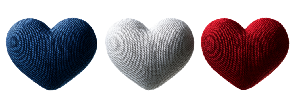 Heart embroidered patch badge isolated on transparent background