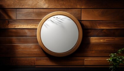man walking on the bridge, frame on blue background, dish on the wall, frame on the wall, wooden frame on wooden wall, A wooden wall hosts a circular mockup signboard, awaiting a storefront's branding
