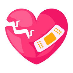 A colored design sticker of heart bandage 

