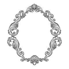Hand drawing sketch of ornate design element. Abstract baroque style. Vector isolated engraving illustration. Vintage ornate element in old fashioned style for decoration, print and design.