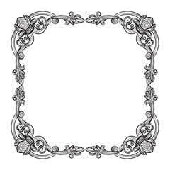 Hand drawing sketch of ornate design element. Abstract baroque style. Vector isolated engraving illustration. Vintage ornate element in old fashioned style for decoration, print and design.