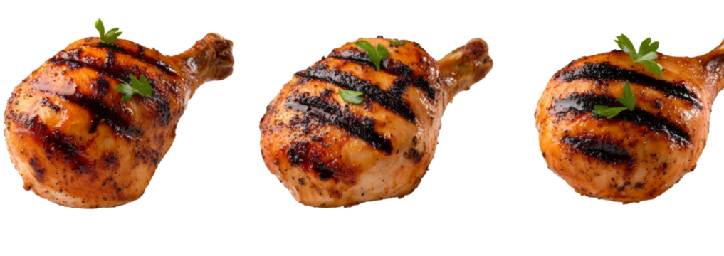 Grilled chicken isolated on transparent background