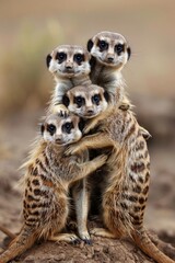 Fototapeta premium Curious Meerkat Family the Wilderness