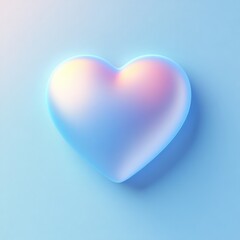 Glowing Pastel Heart Against Light Blue Background Symbolizing Love And Serenity