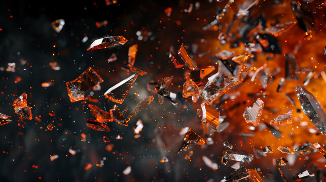 Shattered Glass Explosion In Fire..