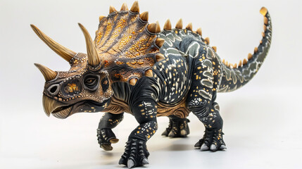Triceratops Dinosaur Model on White Background..