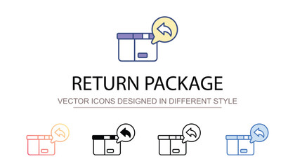 Return Package icon design with white background stock illustration