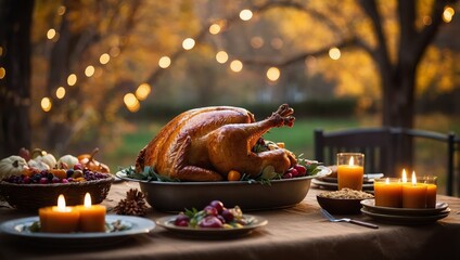 Family thanksgiving with turkey