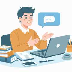 People working at the computer. Men and women with laptop - freelance, online training, email checking, webinar. Young people in the office. 