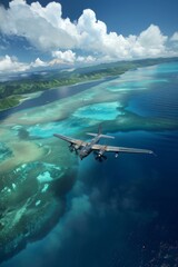 Naklejka premium Warplanes Soaring Majestically Over Sea