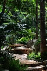 Stone Platform Tropical Forest for Product Presentation