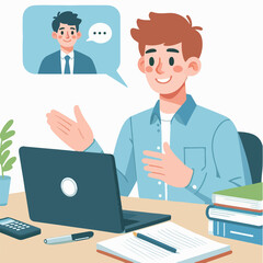 People working at the computer. Men and women with laptop - freelance, online training, email checking, webinar. Young people in the office. 