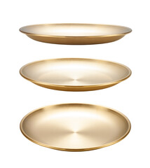 Golden stainless steel plate isolated on white backgrond