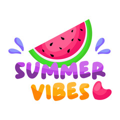 Summer juice fruit sticker, vector design of watermelon 

