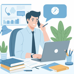 People working at the computer. Men and women with laptop - freelance, online training, email checking, webinar. Young people in the office. 