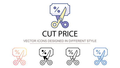 Cut Price icon design with white background stock illustration