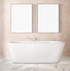 Picture frame png mockup, bathroom decor, transparent design