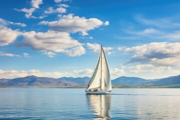 Fototapeta premium A sailing trip on a calm, blue lake.