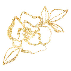 Png flower aesthetic sticker, gold illustration, remixed from vintage public domain images