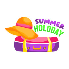 Editable design sticker of summer holiday 

