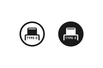 USB Type C Icon or USB Type C Label Vector Isolated. Best USB Type C icon for apps, websites, product packaging design element, and more.