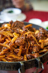 A delicious dish of Chinese Guangxi specialty, fried lemon duck