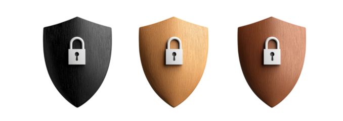 Shield with a lock symbol isolated on transparent background
