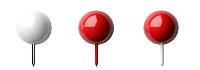 A red push pin isolated on transparent background