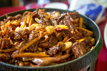 A delicious dish of Chinese Guangxi specialty, fried lemon duck