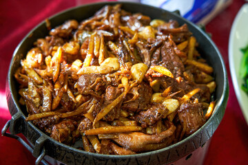 A delicious dish of Chinese Guangxi specialty, fried lemon duck