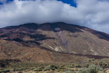 Route to reach the base of the Teide volcano. Tenerife Canary Islands Spain