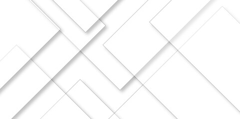 White geometric overlapping square pattern. Vector illustration technology background with shadow. Modern minimal and clean white background with realistic line. light silver background modern design.