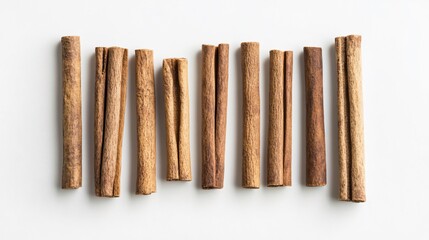 Cinnamon Sticks Isolated on White Background, Top View