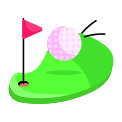 Flag with ball denoting concept of golf course

