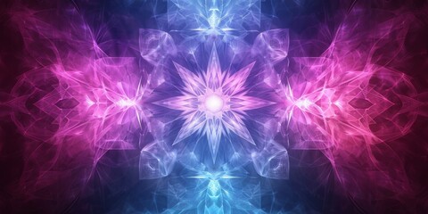 A mesmerizing blend of fractal patterns with vibrant pink and blue colors, creating a mystical vibe.