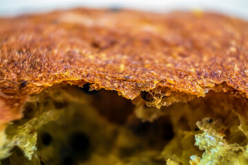 macro, close up of a piece of bread