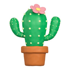 Cactus  png sticker, 3D clay texture design, transparent background