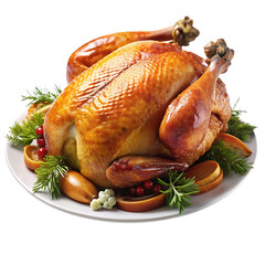 Roasted Thanksgiving Turkey on Transparent Background for Holiday Design