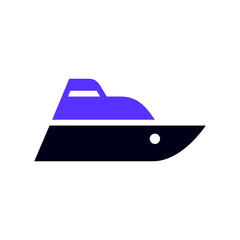 Luxury yacht transport flat icon, side view