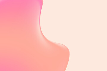 Abstract pink liquid texture background with copy space. Fluid organic forms wallpaper, smooth fluid backdrop, texture like gel, collagen, serum. Beauty presentation,liquid pink serum blobs background