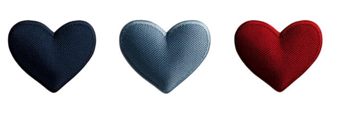 Heart embroidered patch badge isolated on transparent background