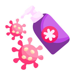A flat design sticker of hand sanitizer

