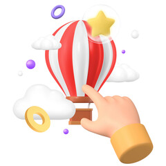 Finger pointing balloon png sticker, 3D travel concept, transparent background